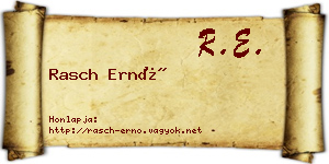 Rasch Ernő névjegykártya